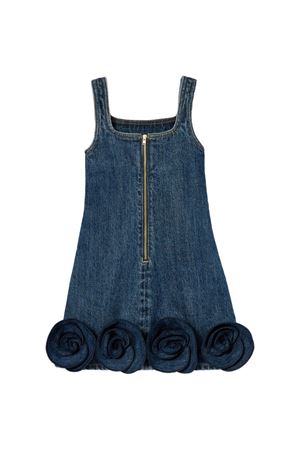 floral-appliqué denim dress SELF-PORTRAIT KIDS | RS26716SBLUE